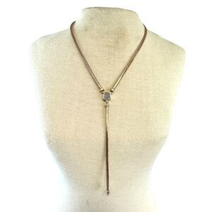 Kendra Scott Snake Chain Gold Tone Lariat Style Y-Drop Crystal Necklace *FLAW*